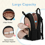 mommore Diaper Bag Backpack, Stylish Travel Baby Bag with Insulated Pockets, Changing Pad and Stroller Straps for Toddler (L - Brown Taupe, Large - 27L)