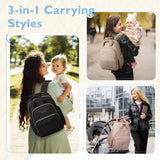 mommore Diaper Bag Backpack, Stylish Travel Baby Bag with Insulated Pockets, Changing Pad and Stroller Straps for Toddler (L - Brown Taupe, Large - 27L)