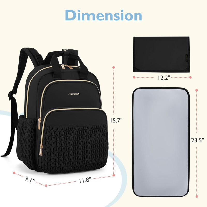 mommore Diaper Bag Backpack, Stylish Travel Baby Bag with Insulated Pockets, Changing Pad and Stroller Straps for Toddler (L - Brown Taupe, Large - 27L)