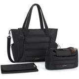 mommore Diaper Bag Tote with Stroller Organizer Puffer Bag Large Capacity Baby Bag 3 Pcs with Changing Pad for Travel, Hospital