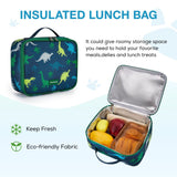 mommore Kids Backpack for Boys, Toddler Backpack for Preschool Kindergarten Elementary Lightweight Bookbag for Students with Lunch Box (3PCS, Dinosaur Green)