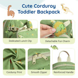mommore Toddler Backpack for Boys 2 - 4, Corduroy Kids Backpack, 13" H Cute Preschool Kindergarten Daycare School Bag for Boys - Light Blue&Navy