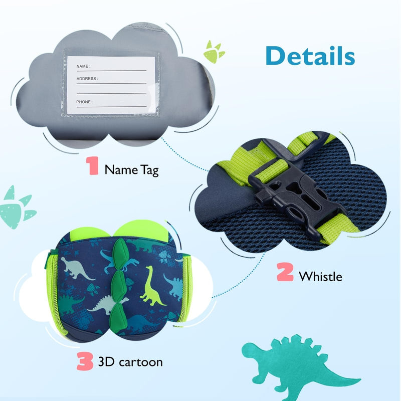 mommore Toddler Backpack for Boys 2 - 4 Small Cute Dinosaur Backpack with Kids Leash, 3D Cartoon Preschool Kindergarten Bookbag for Pre - k, Green
