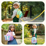 mommore Toddler Backpack for Girls 2 - 4 Cute 3D Kids Backpack Butterfly Small Pre - K Backpacks Water - Resistant for Preschool Kindergarten with Toddler Leash, Chest Buckle