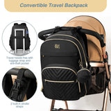 MOMUVO Diaper Bag Backpack, Quilted Baby Bag with Changing Pad & Stroller Straps & Pacifier Case, Large Travel Diaper Bags for Mom Dad, Black