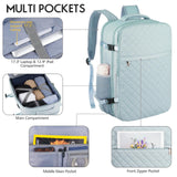 MOMUVO Large Travel Backpack Women, Flight Approved Carry On Backpack, Water Resistant Anti - Theft Large Casual Daypack Fit 17 Inch Laptop with USB Charging Port, Blue
