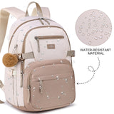 MOMUVO School Backpack for Girls,15.6 Inch Bookbag for Kids School Bag,Beige Khaki