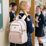 MOMUVO School Backpack for Girls,15.6 Inch Bookbag for Kids School Bag,Beige Khaki