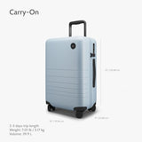 Monos Carry-On Luggage 22 Inch – Lightweight Hardside Spinner Suitcase with TSA Lock | Airline Approved, 39.9L Polycarbonate Rolling Carry On Bag | Overhead Bin Suitcase for Travel | Blue Haze