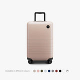 Monos Carry-On Luggage 22 Inch – Lightweight Hardside Spinner Suitcase with TSA Lock | Airline Approved, 39.9L Polycarbonate Rolling Carry On Bag | Overhead Bin Suitcase for Travel | Rose Quartz