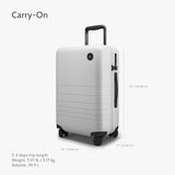 Monos Carry - On Luggage (22"), Lightweight Hardside Spinner Suitcase with TSA Lock, Airline Approved, Stellar White