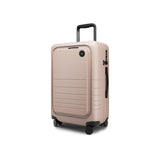 Monos Carry - On Pro Luggage (22"), Hardside Spinner Suitcase with TSA Lock & Front Pocket, Airline Approved, Rose Quartz, Pink