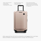 Monos Carry - On Pro Luggage (22"), Hardside Spinner Suitcase with TSA Lock & Front Pocket, Airline Approved, Rose Quartz, Pink