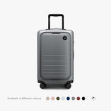 Monos Carry - On Pro Luggage (22"), Hardside Spinner Suitcase with TSA Lock & Front Pocket, Airline Approved, Storm Grey
