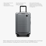 Monos Carry - On Pro Luggage (22"), Hardside Spinner Suitcase with TSA Lock & Front Pocket, Airline Approved, Storm Grey