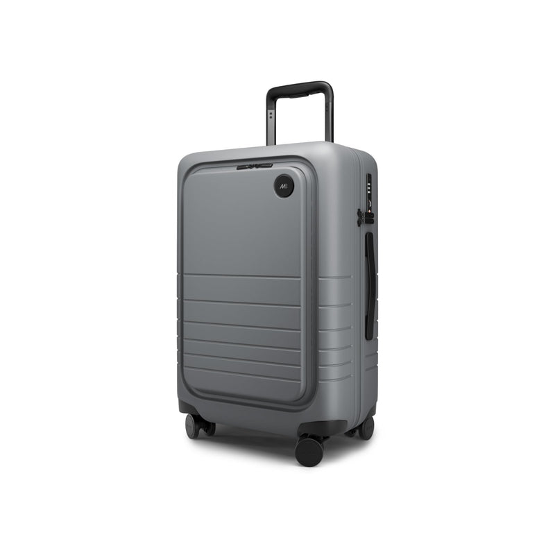 Monos Carry - On Pro Luggage (22"), Hardside Spinner Suitcase with TSA Lock & Front Pocket, Airline Approved, Storm Grey