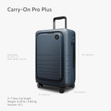 Monos Carry - On Pro Plus Luggage (23"), Hardside Spinner Suitcase with TSA Lock & Front Pocket, Airline Approved, Ocean Blue