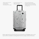 Monos Carry-On Pro Plus Luggage 23 Inch – Hardside Spinner Suitcase with TSA Lock & Laptop Front Pocket | Airline Approved, 42L Polycarbonate Rolling Carry On | Fits 16" Laptop | Terrazzo, White