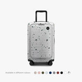 Monos Carry-On Pro Plus Luggage 23 Inch – Hardside Spinner Suitcase with TSA Lock & Laptop Front Pocket | Airline Approved, 42L Polycarbonate Rolling Carry On | Fits 16" Laptop | Terrazzo, White