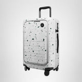 Monos Carry-On Pro Plus Luggage 23 Inch – Hardside Spinner Suitcase with TSA Lock & Laptop Front Pocket | Airline Approved, 42L Polycarbonate Rolling Carry On | Fits 16" Laptop | Terrazzo, White