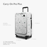 Monos Carry-On Pro Plus Luggage 23 Inch – Hardside Spinner Suitcase with TSA Lock & Laptop Front Pocket | Airline Approved, 42L Polycarbonate Rolling Carry On | Fits 16" Laptop | Terrazzo, White