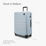 Monos Medium Checked Luggage (26.5"), Lightweight Hardside Spinner Suitcase with TSA Lock, Durable Travel Case, Blue Haze