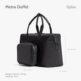 Monos Metro Duffel Nylon, Travel Duffel Bag & Weekender with Shoe Compartment, Lightweight Carry - On Approved, Carbon Black