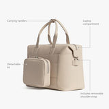 Monos Metro Duffel Vegan Leather Microfiber, Travel Duffel Bag & Weekender with Shoe Compartment, Carry - On Approved, Ivory