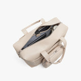 Monos Metro Duffel Vegan Leather Microfiber, Travel Duffel Bag & Weekender with Shoe Compartment, Carry - On Approved, Ivory