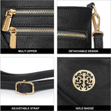 Montana West Crossbody Bags for Women Small Shoulder Travel Purses Multi Pocket Triple Crossover, Lightweight with Adjustable Strap Black MWC - 042BK