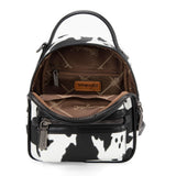 Montana West Wrangler Mini Backpack Cute Cow Print Backpack Purse for Girls and Women, Black WG133 - 8600BK