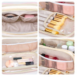 Montana West X Wrangler Large Makeup Bag Travel Toiletry Bag Portable Cosmetic Bag Make Up Organizer with Divider and Handle for Women