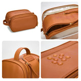 Montana West X Wrangler Large Makeup Bag Travel Toiletry Bag Portable Cosmetic Bag Make Up Organizer with Divider and Handle for Women Brown