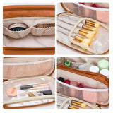 Montana West X Wrangler Large Makeup Bag Travel Toiletry Bag Portable Cosmetic Bag Make Up Organizer with Divider and Handle for Women Brown