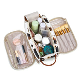 Montana West X Wrangler Large Makeup Bag Travel Toiletry Bag Portable Cosmetic Bag Make Up Organizer with Divider and Handle for Women Cowprint