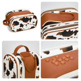 Montana West X Wrangler Large Makeup Bag Travel Toiletry Bag Portable Cosmetic Bag Make Up Organizer with Divider and Handle for Women Cowprint