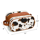 Montana West X Wrangler Large Makeup Bag Travel Toiletry Bag Portable Cosmetic Bag Make Up Organizer with Divider and Handle for Women Cowprint