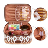 Montana West X Wrangler Travel Makeup Bag 2pcs Set Large Cosmetic Bag with Makeup Brush Holder Portable Make Up Organizer Cute Toiletry Bag with Divider and Handle for Women Aztec