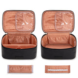 Montana West X Wrangler Travel Makeup Bag 2pcs Set Large Cosmetic Bag with Makeup Brush Holder Portable Make Up Organizer Cute Toiletry Bag with Divider and Handle for Women Black