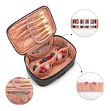 Montana West X Wrangler Travel Makeup Bag 2pcs Set Large Cosmetic Bag with Makeup Brush Holder Portable Make Up Organizer Cute Toiletry Bag with Divider and Handle for Women Black