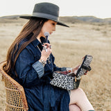 Montana West X Wrangler Travel Makeup Bag 2pcs Set Large Cosmetic Bag with Makeup Brush Holder Portable Make Up Organizer Cute Toiletry Bag with Divider and Handle for Women Leopard
