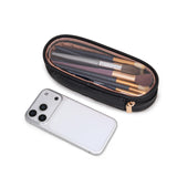 Montana West X Wrangler Travel Makeup Bag 2pcs Set Large Cosmetic Bag with Makeup Brush Holder Portable Make Up Organizer Cute Toiletry Bag with Divider and Handle for Women Black