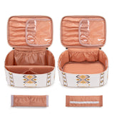 Montana West X Wrangler Travel Makeup Bag 2pcs Set Large Cosmetic Bag with Makeup Brush Holder Portable Make Up Organizer Cute Toiletry Bag with Divider and Handle for Women Aztec