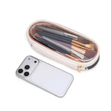 Montana West X Wrangler Travel Makeup Bag 2pcs Set Large Cosmetic Bag with Makeup Brush Holder Portable Make Up Organizer Cute Toiletry Bag with Divider and Handle for Women