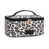 Montana West X Wrangler Travel Makeup Bag 2pcs Set Large Cosmetic Bag with Makeup Brush Holder Portable Make Up Organizer Cute Toiletry Bag with Divider and Handle for Women Leopard
