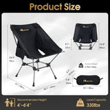 MOON LENCE Portable Camping Chair Plus, Larger & Roomier, Compact and Lightweight, Folding Chair for Backpacking Hiking Beach, Ultralight Camp Chair 330Lbs Capacity (Black)