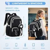 MOONBABY Girls Backpack, Kids Backpack for Girls, School Bag for Primary Elementary Teenage, Middle Students Bookbag, Kawaii School Backpacks for Girl Ages 8-12, Black
