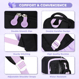 MOONBABY Girls Backpack, Kids Backpack for Girls, School Bag for Primary Elementary Teenage, Middle Students Bookbag, Kawaii School Backpacks for Girl Ages 8 - 12, Black and Purple