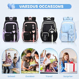 MOONBABY Girls Backpack, Kids Backpack for Girls, School Bag for Primary Elementary Teenage, Middle Students Bookbag, Kawaii School Backpacks for Girl Ages 8-12, Black