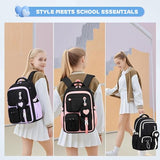 MOONBABY Girls Backpack, Kids Backpack for Girls, School Bag for Primary Elementary Teenage, Middle Students Bookbag, Kawaii School Backpacks for Girl Ages 8-12, Black